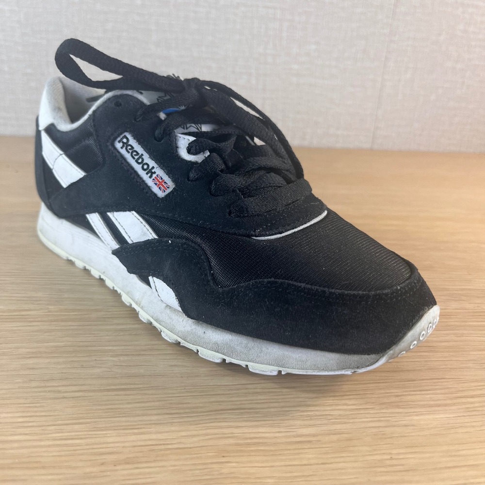 Reebok Classic Nylon Black White Suede Sneakers FV4506 Mens 7 Womens 8.5